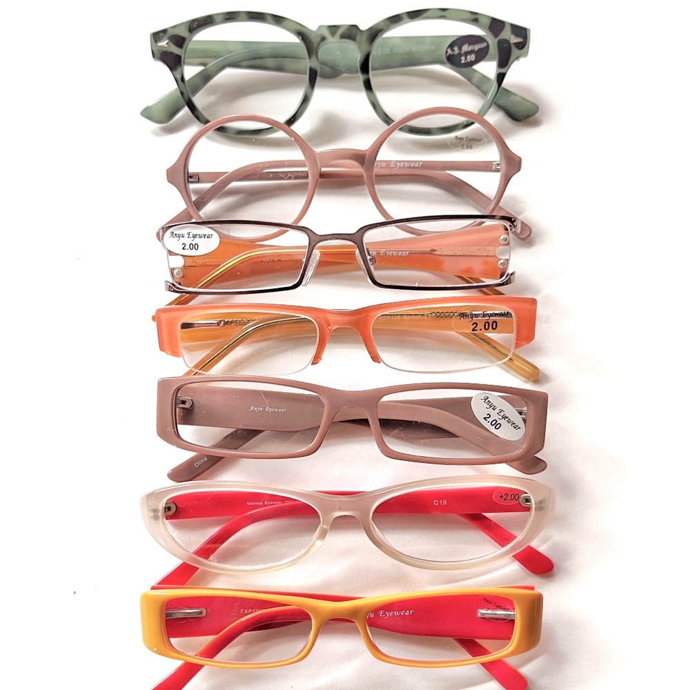 NEW Petite Fit 7pr Reading Glasses Vintage Unique Boutique Skinny New Old Stock